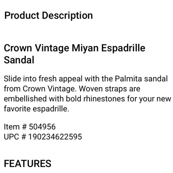 Crown‎ Vintage sandals Miyan espadrilles slip on rhinestone embellished 8.5 - Picture 6 of 8